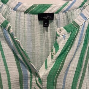 Talbots Green and Blue Button-Up Top
